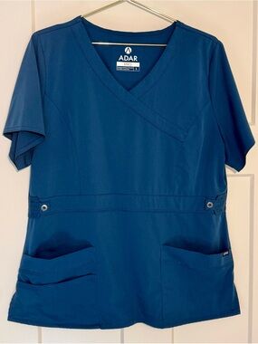 Adar Pro Teal V-Neck Scrub Top Size Large Pockets